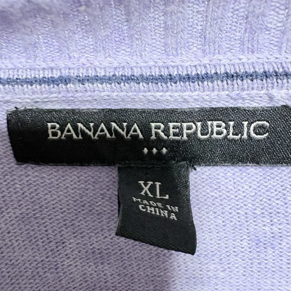 Banana Republic Sweater Mens XL Purple Cotton V Neck Long Sleeve Pullover